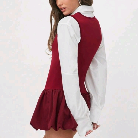 Women's Casual, Daily, Commute, Shopping Fitted Ruffle Hem,Puff Set Outfit - Picture 4 of 5